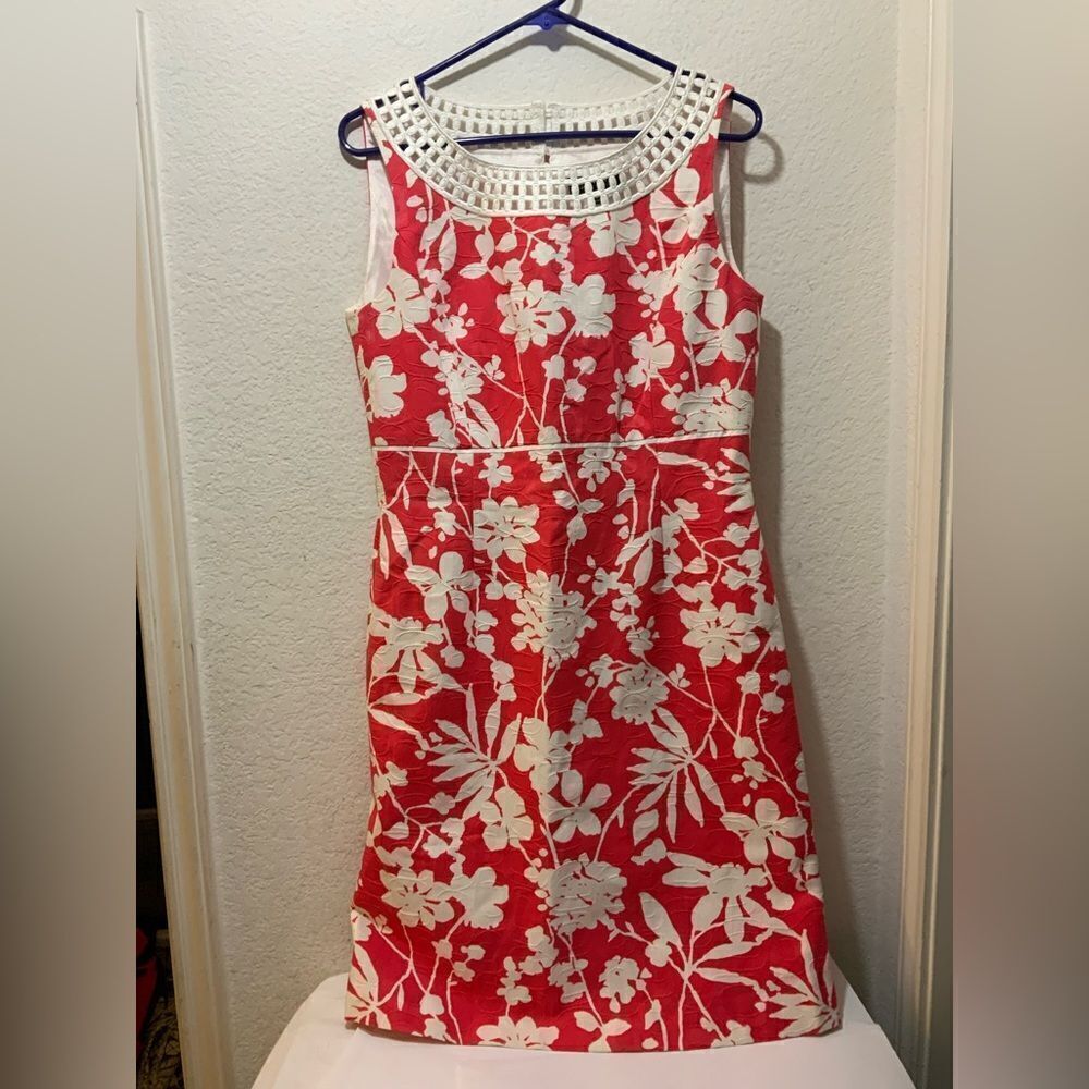 Tahari Arthur S. Levine SALMON Textured Sheath Dress Fully Lined